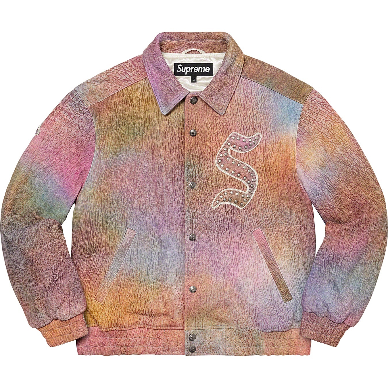 Pebbled Leather Varsity Jacket view 14